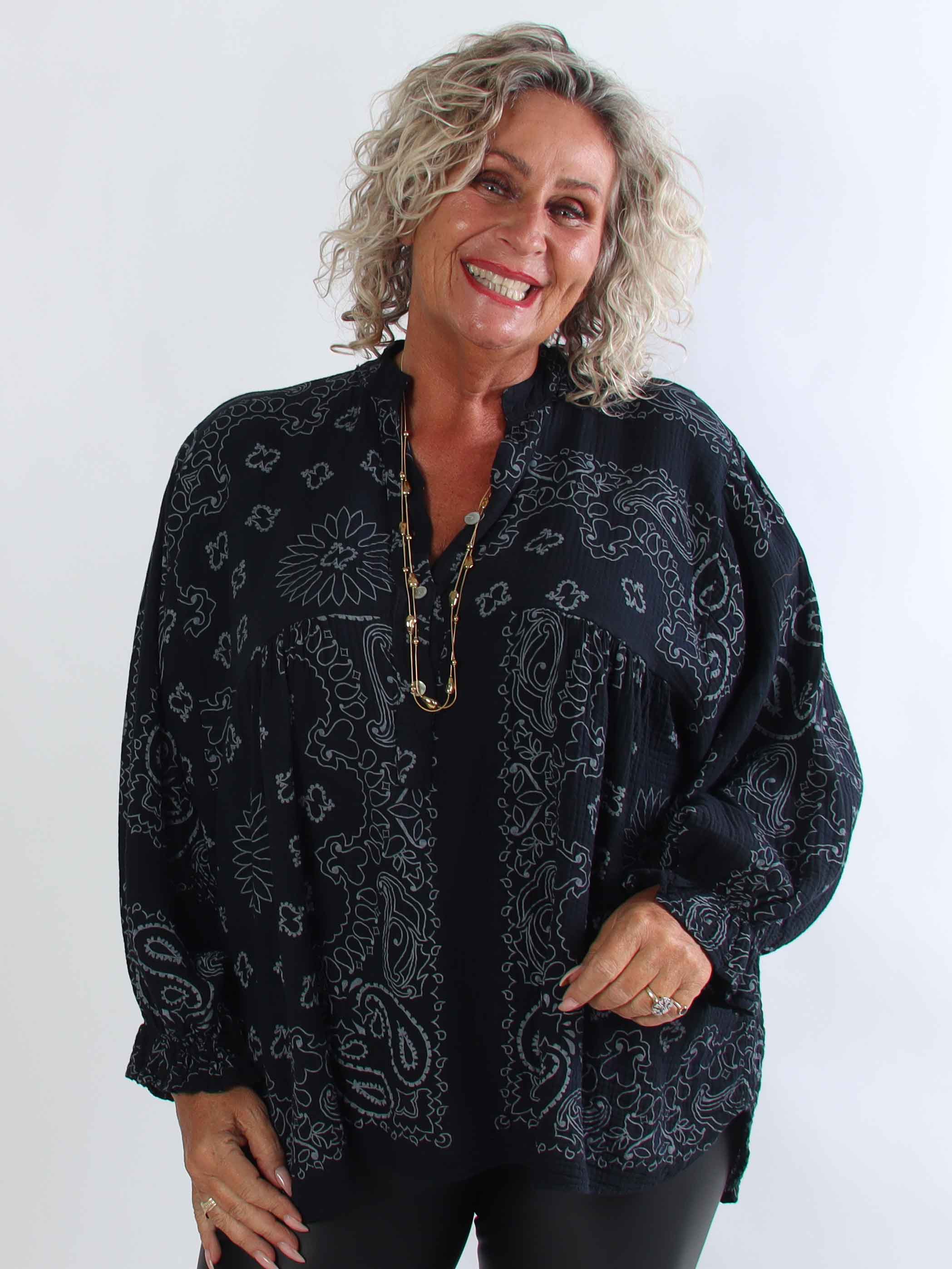 Diva Paisley – Plus size tunika i mjuk bomullsmuslin med paisleymönster